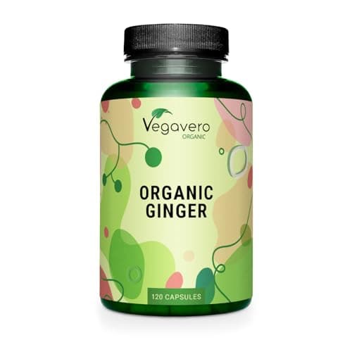 Image of Vegavero Organic Ginger Capsules | 650 mg Root Powder | NO Additives | Lab-Tested | 120 Units | Vegan
