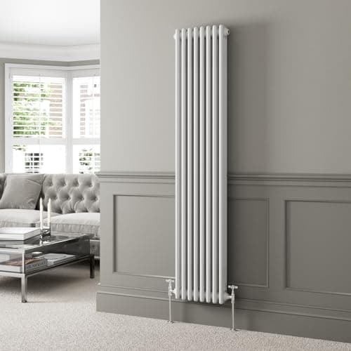 Image of DuraTherm® 1800 x 380mm White Traditional Vertical Designer Radiator Triple Column Colosseum Cast Iron Style Central Heating Panel Radiators Rad