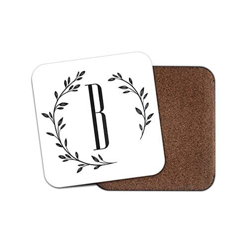 Image of 1 x Letter B Initial Coaster - Classic Floral Wreath Name Birthday #29461