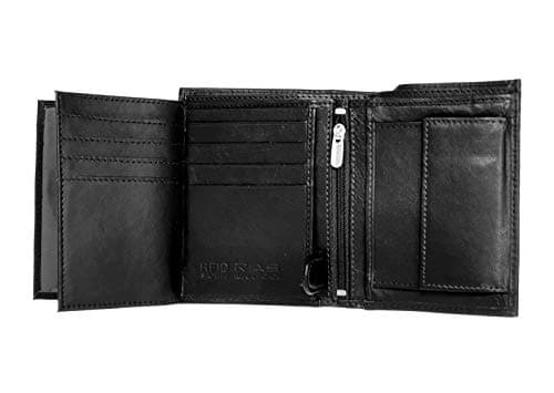 Image of RAS WALLETS Mens RFID Blocking Soft Leather Trifold Purse Credit Card Holder Id Window and Coin Pouch 503 (Black)