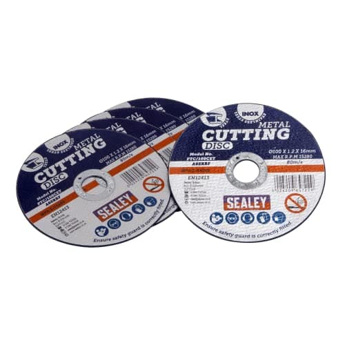 Image of SEALEY PTC/100cet5 100 x 1.2 mm 16 mm bore cutting disc (5 pieces)