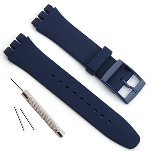 Image of Replacement Waterproof Silicone Rubber Watch Strap Watch Band for Swatch (20mm,Blue navy)