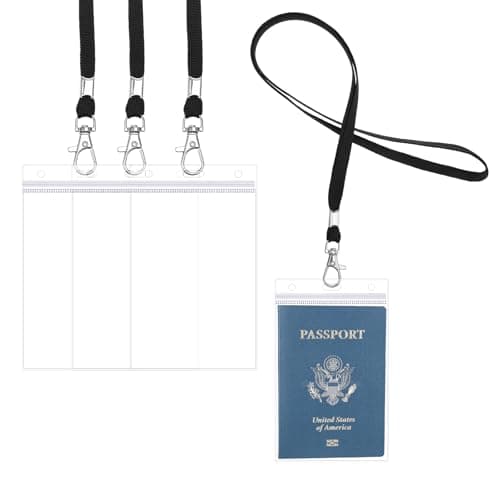 Image of 3 Pack Lanyard With Extra Large Passport Holder and ID Badge PVC Card Holder, Clear Cover Sleeve for Cruise Credit Card Plane Ticket