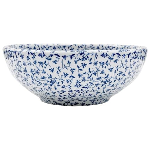 Image of vidaXL Countertop Basin | Durable Ceramic Bathroom Sink | White & Blue Round Handmade Wash Basin | Above-Counter Installation | 41cm x 14cm