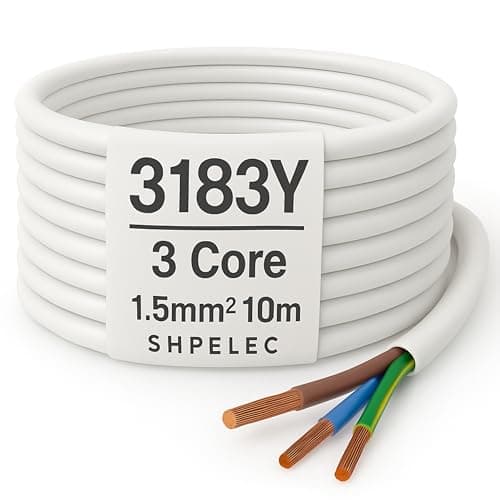 Image of SHPELEC® Flexible White Cable 3183Y | BASEC Approved PVC | 0.75mm, 1.0mm, 1.5mm, 2.5mm | LED Lighting Cable | Multiple Lengths (1.5mm 3 Core - 10m)
