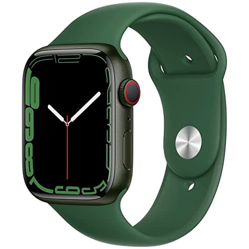 Image of Apple Watch Series 7 [GPS + Cellular 45mm] Green Aluminum Case with Clover Sport Band (Renewed)