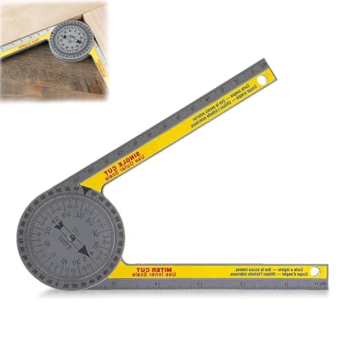 Image of Angle Measurement Tool, 360 Protractor Angle Finder, Durable Plastic Angle Finder Tool for Woodworking, Plumbing, Construction and DIY Projects, Measures 6.5 x 18.5 cm (Yellow)