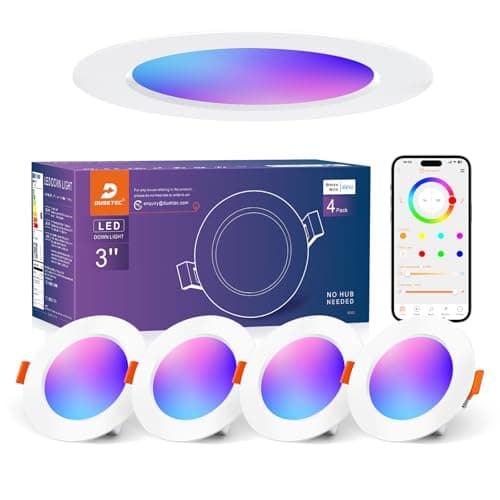 Image of DUSKTEC Recessed LED Downlights Alexa, RGB Colour Spotlights Ceiling 2700K-6000K, 7W Warm White to Cool White Dimmable Ceiling Recessed Lights,Smart LED Spot Lights with APP & Voice Control