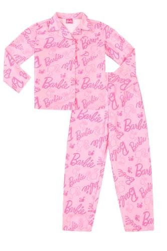 Image of Barbie Womens and Girls Long Satin Pyjama Set Summer Two Piece Pyjamas Silk Satin (7-8 Years) Pink
