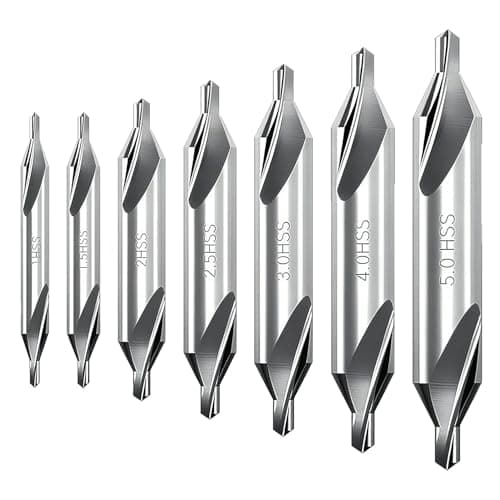 Image of 7 Piece Centre Drill Bit Set, HSS 60° Pilot Drill Bits for Metal, 1–5mm Double Ended Centre Bits for Lathe, Precision Starter & Countersink Drilling (Silver)