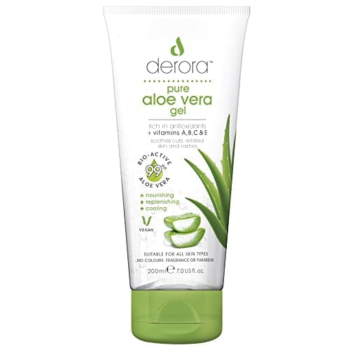 Image of Derora Aloe Vera Gel - 200ml | Contains 100% Pure & Natural Bio Active Aloe Ingredients | for Healing, Soothing & Hydrating the Skin, Face & Body | Cruelty Free & Vegan , Pack of 1