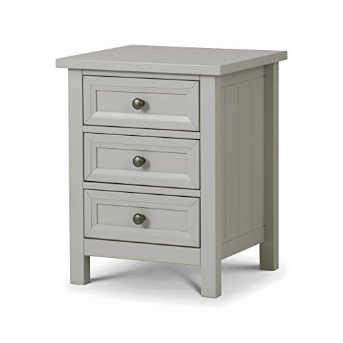 Image of Julian Bowen Dove Grey Wood Maine 3 Drawer Bedside Table - Stylish and Functional Bedroom Storage Unit