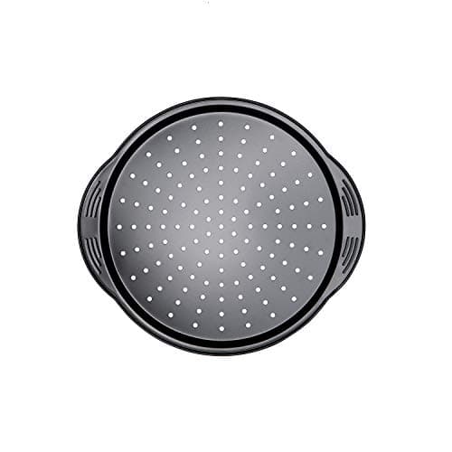 Image of Prestige Non Stick Pizza Tray 12 inch - Aerolift Pizza Pan, Durable Carbon Steel with Extra Large Handles & Cushion Base, Pizza Oven Tray, 31 x 31 x 2 cm