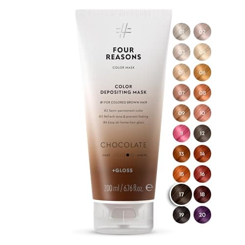 Image of FOUR REASONS Color Mask, Chocolate (27 Colours) – Hair Gloss & Colour Depositing Conditioner – Semi Permanent Hair Toner for Colour-Treated Hair Colour For Women – Vegan & Cruelty-Free – 200 ml