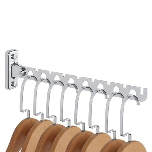 Image of Mooche Wall Mounted Clothes Rail Chrome, Wall Clothes Drying Rack, SUS304 Stainless Steel 31CM Folding Wall Coat Rack Suitable for Balconies, Bedrooms, Living Rooms, Bathrooms, Etc