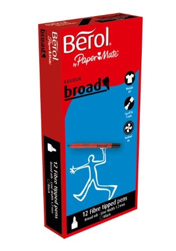 Image of Berol Colour Broad Fibre Tipped Pen - Black, Pack of 12