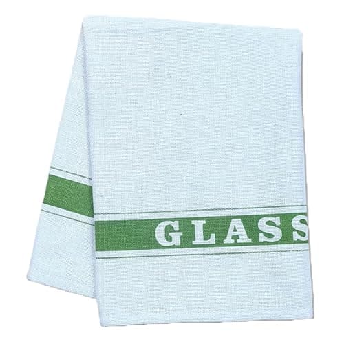 Image of HOMESHOPA Cotton Glass Cloth, 1 Pack Green Professional Catering Heavy Duty Kitchen Tea Towel, Colour Coded Cleaning Cloths, Lint Free, Washable, Absorbent and Quick Dry