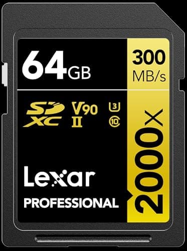 Image of Lexar Professional 2000x 64GB SDXC UHS-II Card, Up To 300MB/s Read, for DSLR, Cinema-Quality Video Cameras (LSD2000064G-BNNNU)