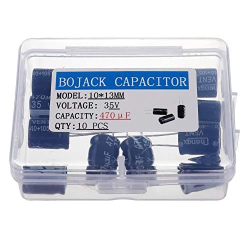 Image of BOJACK 470uF 35V 10X13mm Capacitors 470 MFD 35 Volt 0.39x0.51 Inch ±20% Aluminum Electrolytic Capacitors(Pack of 10 Pcs)