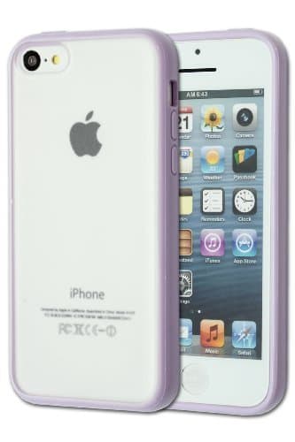 Image of TPU Bumper With Clear Frostedhard Back Case For Apple iPhone 5C - Lilac + Screen Protector