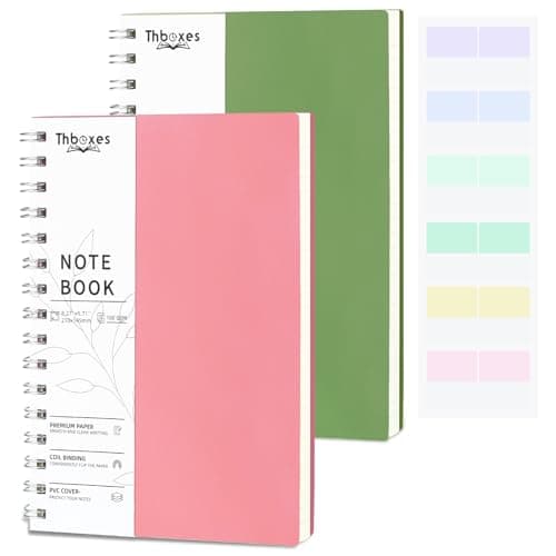 Image of Thboxes 2 Pack A5 Spiral Notebook, 400 Pages Notepad Wirebound Notebook, 100GSM Thick Paper for Women Men Office School, PVC Hardcover, 14.5 X 21 cm (Pink & Green)