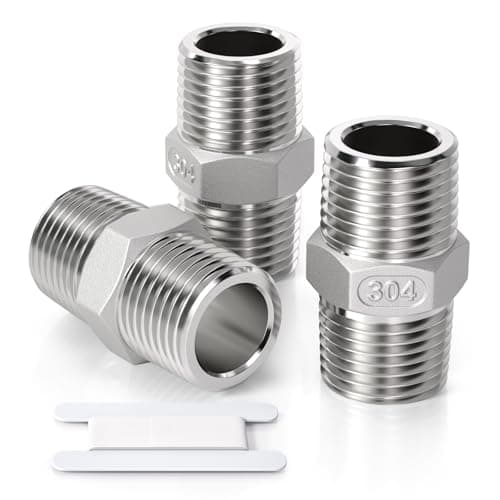 Image of Bwintech 3 Pcs 1/8" Male to 1/8" Male BSP Thread Stainless Steel 304 Hex Nipple Fitting for Pipe Connecting Conversion