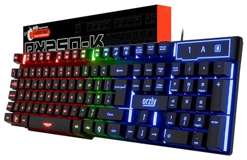 Image of Orzly Gaming Keyboard RGB USB Wired Rainbow Keyboard Designed for PC Gamers, PS4, PS5, Laptop, Xbox, Nintendo Switch, RX250-K Hornet Edition (Black)