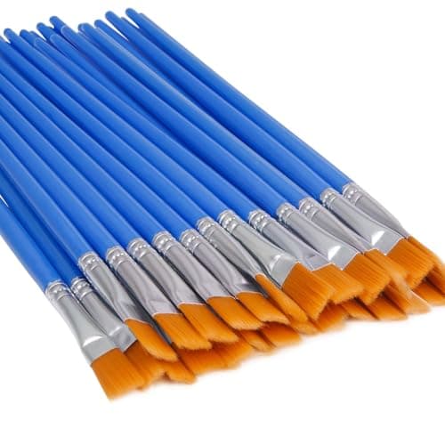 Image of UPINS 30 Pcs Flat Paint Brushes,Small Brush Bulk for Detail Painting,Blue,7 mm