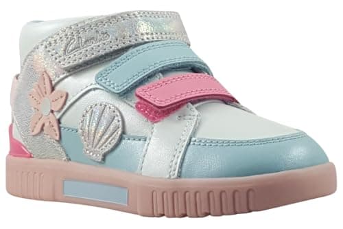 Image of Clarks Girls Oslo Play K. Sneaker, Light Blue Multi, 9.5 UK