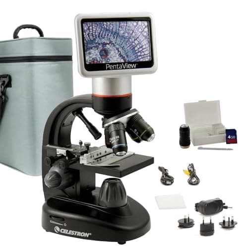 Image of Celestron 44348 PentaView LCD Digital Microscope, 40x-60x Magnification, Black/Silver