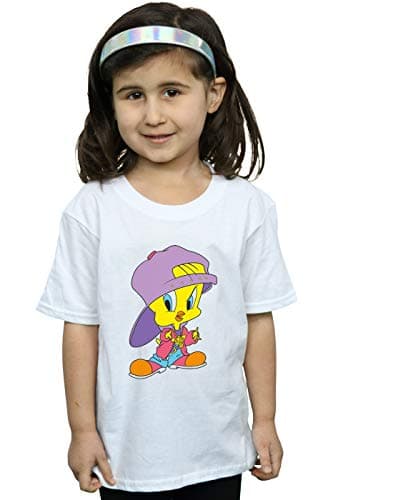 Image of Looney Tunes Girls Tweety Pie Hip Hop T-Shirt White 5-6 Years