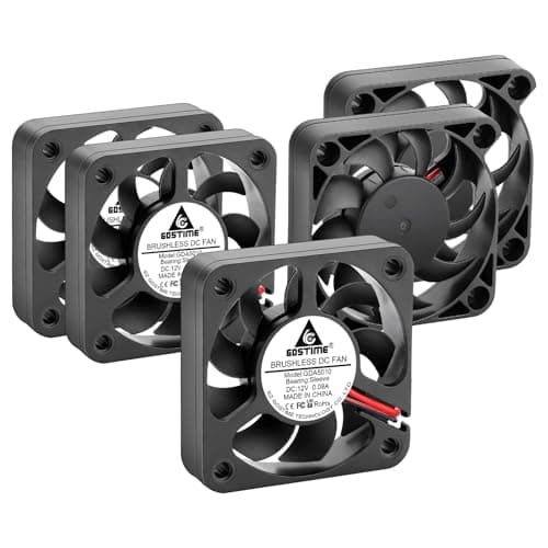 Image of GDSTIME 5PCS 50mm 12V Fan 5010 Cooling Fan 50x50x10mm Small PC Fans 2PIN Brushless 4500 RPM for Small Electronic Devices