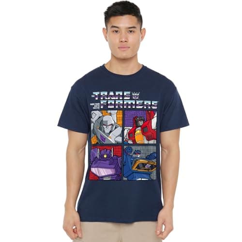 Image of Transformers Generations Retro Villainous Decepticon Grid Unisex T Shirt, Navy, Medium