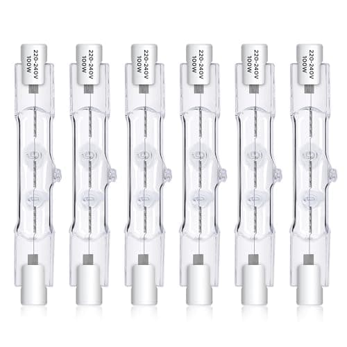 Image of R7S Halogen Bulb 78mm 100W 230V, Dimmable Halogen Linear Light Bulb, 2800K Warm White, 1180lm, J78 Security Light Bulb 78mm, for Floodlight, Security, Landscape, Floor Lamps, Work Light, 6 Pack