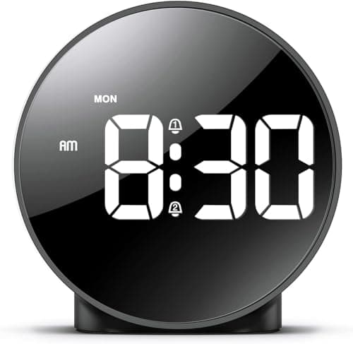 Image of OQIMAX Newest Digital Alarm Clock for Teens, Alarm Clocks Bedside with Large Curved LED Display, Battery/USB Powered LED Clock with Snooze 4-Level Brightness 2 Alarms 12/24Hr for Heavy Sleepers Kids