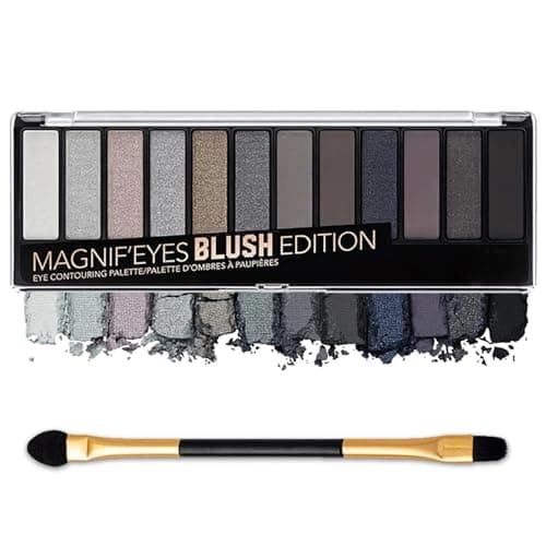 Image of Smokey Eyeshadow Palette 12 Shades,Grey Shimmer Black eye shadow pallets for women,Professional,Long Lasting,Waterproof and Blendable,make-up palettes with Brushes (Smoky)