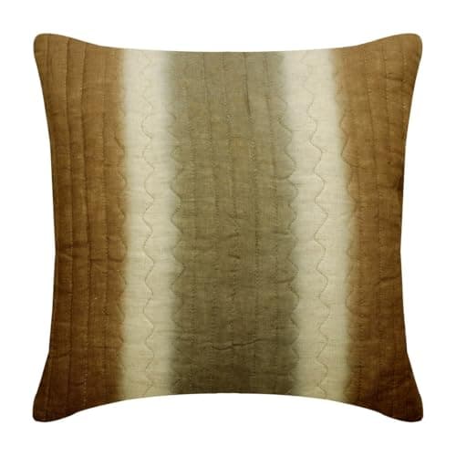 Image of The HomeCentric Beige Pack of 2, 40x40 cm (16"x16") Throw Cushion Covers, Linen Quilted & Striped Throw Cushions For Couch, Ombre Pattern Modern Style - Quilted Ombre