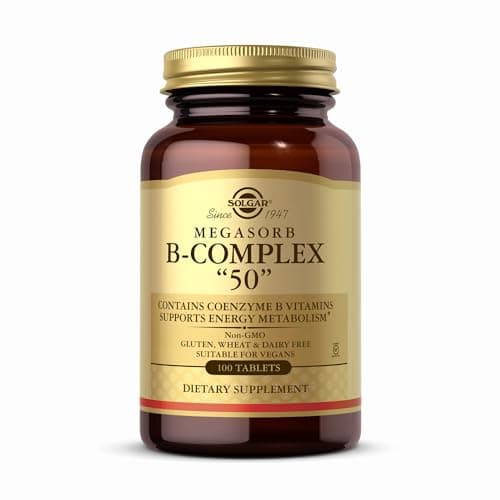 Image of Solgar Megasorb Vitamin B-Complex Tablets - Pack of 100 - Supports Mental Performance - Premotes a Reduction in Tiredness and Fatigue - Vegan, Gluten Free and Kosher