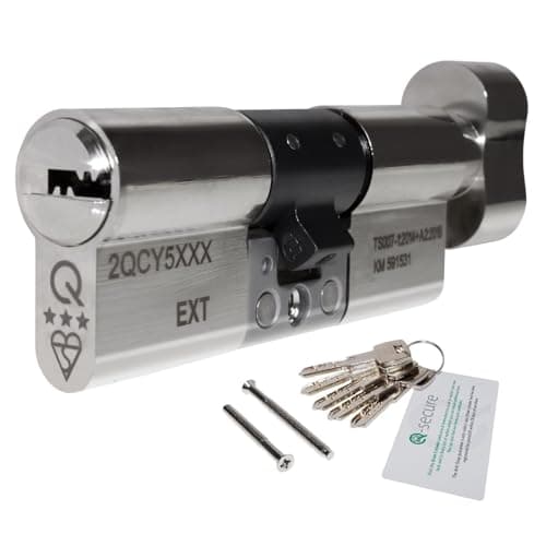 Image of Nickel, 40/40 (80mm) greenteQ Orion TS007 3-Star Anti-Snap Thumbturn Euro Cylinder Twist Lock Door Barrel