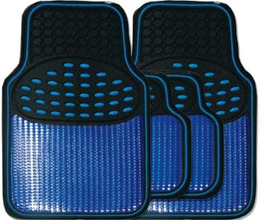 Image of Streetwize SWUXM5 Revelation Mat Set Metallic Anti-Slip Car Mats - Heavy Duty, All Weather - Car Interior Accessory (Blue)