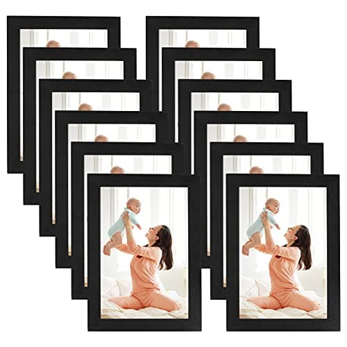 Image of RLAVBL 4x6 Picture Frames Set of 12, Black Magnetic Photo Frame with Self Adhesive Backing for Window, Tile Wall, Fridge, and Door