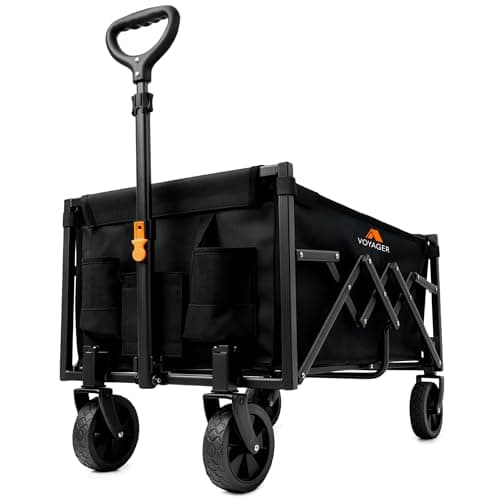 Image of Voyager Lightweight Camping Wagon 70L, 100kg Folding Utility Trolley with All-Terrain Wheels, Compact Collapsible Cart for Festival Shopping, Picnic, Garden, Fishing, Beach & Camping (40x71x44cm)