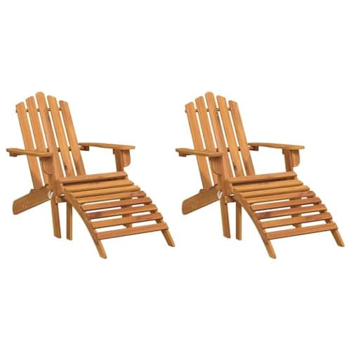 Image of GPWERSDF Foldable Acacia Wood Adirondack Chairs with Footrests 2 pcs, Outdoor Wooden Armchairs with Footrest, Weather Resistant Solid Wood Patio Seating