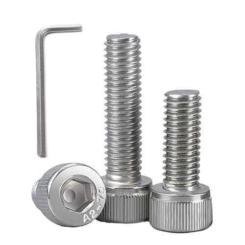 Image of BACSHBY 10 pcs M6 x 60 mm Allen Socket Head Cap Screws – Fully Threaded M6 Hex Bolts 60 mm, A2 Stainless Steel Coarse Threads Long Hexagon Socket Bolts with Wrench