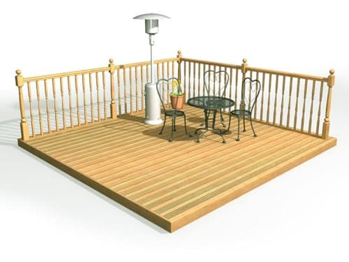 Image of eDecks Discount Decking Kit - Pressure Treated Timber - 1.8m x 1.8m - With Square Handrails - Garden Timber Decking Kit for Patios, Outdoor Seating & Landscaping