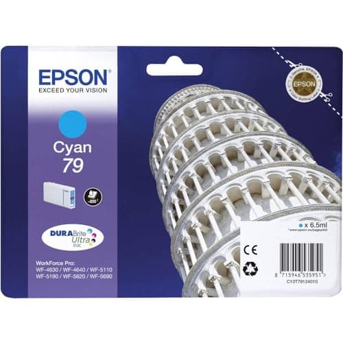 Image of Epson 79 Leaning of Pisa Cyan Genuine, Ink Cartridge DuraBrite Ultra