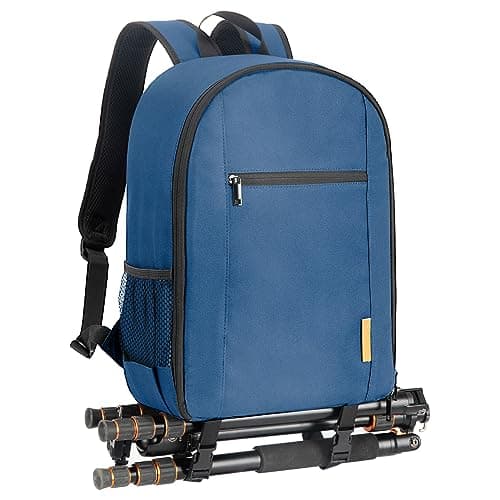 Image of TARION Camera Backpack Waterproof Case Bag with Laptop Compartment Tripod Holder and Rain Cover for DSLR SLR Camera Lens Flash Accessories Blue