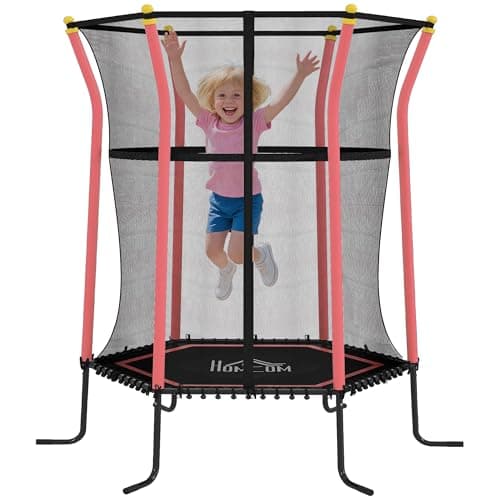 Image of Homcom 4 FT Kids Trampoline, 48 Inch Toddler Trampoline with Enclosure Net Indoor Outdoor for Child Toddler Age 3-10 Years, Red