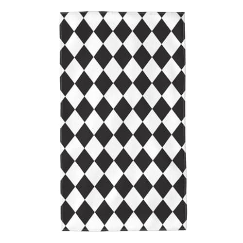 Image of Black White Harlequin Print Hand Towels 16 x 27 inches, Soft Highly Absorbent Microfiber Towels for Bathroom Shower Workout Gym Travel