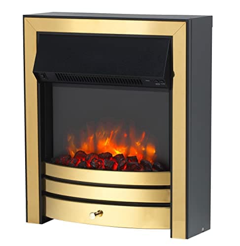 Image of Endeavour Fires Roxby Inset Electric Fire Brass Trim and Fret, 220/240Vac 1&2kW, 7 Day Programmable Remote Control Freestanding Electric Fire (with full depth spacer)
